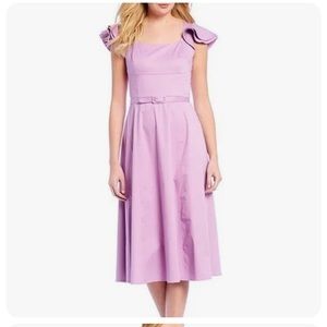 Antonio Melani Belted Flutter Sleeve Midi Dress Size 2 Light Purple